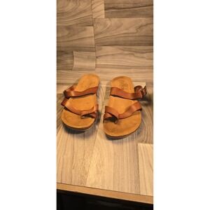 Yokono Sandals Shoes Womens Size 9 Brown Leather Toe Loop Slide Comfort Spain